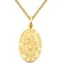 The World Jewelry Center 14k Yellow Gold Religious Saint Christopher Medal Pendant with 1.5mm Flat Open Wheat Chain Necklace