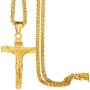 ChainsPro Can Customized, Crucifix Cross Pendant Necklace, with Chain-22+2'', Stainless Steel/Gold Plated (Send Gift Box)