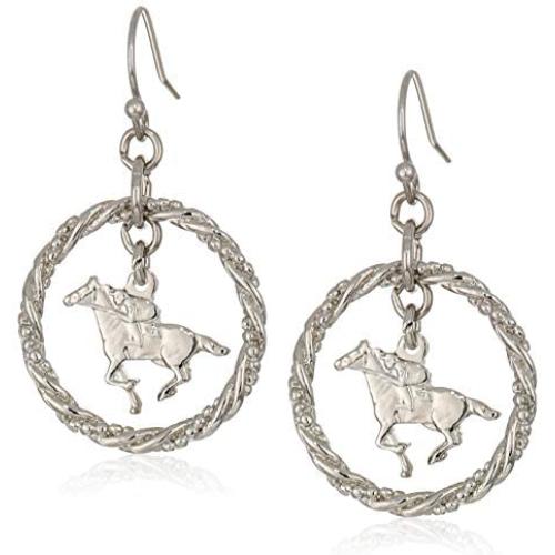 1928 Jewelry Womens Silver-Tone Suspended Horse Drop Earrings, Silver, One Size 1928 Jewelry Womens Silver-Tone Suspended Horse Drop Earrings, Silver, One Size