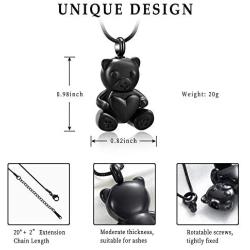 Stainless Steel Teddy Bear Pet Urn Ashes Pendant Memorial Ash Keepsake Cremation Jewelry Necklace