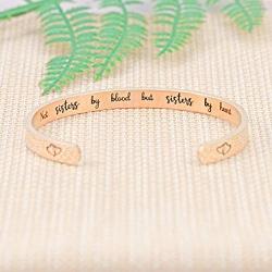Haoze Sister Bracelet Personalized Birthday Jewelry BFF Engraved Mantra Cuff Bangle Motivational Bracelets