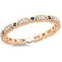 Dazzlingrock Collection 14K Gold Round Blue Sapphire And White Diamond Ladies Vintage Style Wedding Eternity Band Stackable Ring