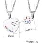 HUANIAN Stainless Steel Key to Heart Rainbow Crystal Couple Pendant Necklace for Gay & Lesbian Pride Promise