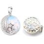 Jovivi Natural Gemstones Moon and Star Healing Crystal Chakra Pendant Necklace with 21.5in Stainless Steel Chain