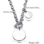 Disc Coin Round Circle Charm Cable Chain Necklace with Toggle Clasp for Women Girls Simple Full Moon Minimalist Geometric Stainless Steel Dainty Punk Classic Jewelry Gifts for Birthday Best Friend 22''