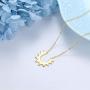 Besilver Large Sun Necklace Sterling Silver 18K Gold Filled Sunshine Pendant Crystal Round Moon Star Necklace Women Men Unisex Celestial Jewelry Birthday for Wife Girlfriend