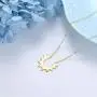 Besilver Large Sun Necklace Sterling Silver 18K Gold Filled Sunshine Pendant Crystal Round Moon Star Necklace Women Men Unisex Celestial Jewelry Birthday for Wife Girlfriend