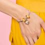 ATHENAIE Faceted Golden Murano Glass Charm with 925 Sterling Silver Core Beads for Bracelet