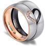 Aienid Couples Necklace for Him and Her Mens Necklace Gold Women Stainless Steel Ring Pendant Heart Wedding Set