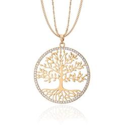 Ouran Long Chain Necklace for Women,Celtic Tree of Life Pendant Necklace Gold and Silver Necklace CZ Crystal