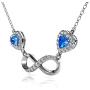 DEPHINI Infinity Necklace 925 Sterling Silver Aqua CZ Crystal Pendant Fine Jewelry Love 18 inch Rhodium Plated Silver Chain A White Cubic Zirconia