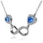 DEPHINI Infinity Necklace 925 Sterling Silver Aqua CZ Crystal Pendant Fine Jewelry Love 18 inch Rhodium Plated Silver Chain A White Cubic Zirconia