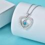 Distance Heart Necklace for Women 925 Sterling Silver 18k Moon Heart Pendants for Girlfriend Wife Mother Sister Necklaces Jewelry for Christmas Valentines Day