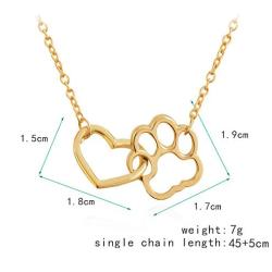 MIXIA Cat Dog Puppy Paw Print Stamped Pet Memorial Pendant Necklace Love Heart Necklace Jewelry