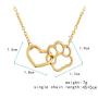 MIXIA Cat Dog Puppy Paw Print Stamped Pet Memorial Pendant Necklace Love Heart Necklace Jewelry