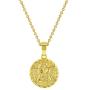 In Season Jewelry 18k Yellow Gold Plated Guardian Angel Medal Baptism Gift Pendant Necklace 18''