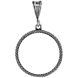 Sterling Silver Quarter Dollar Bezel 24 mm Coins Prong Back Illusion Edge 25 Cent Coin NOT Included