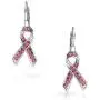 Crystal Pink Breast Cancer Awareness Support Ribbon Earrings For Women Leverback Silver Plated Alloy Crystal Pink Breast Cancer Awareness Support Ribbon Earrings For Women Leverback Silver Plated Alloy
