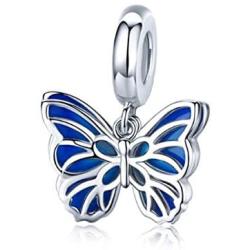 MEETCCY Animal Charm Color Crystal 925 Sterling Silver Charms Butterfly Charm for Pandora Bracelet Women DIY Necklace Pendant