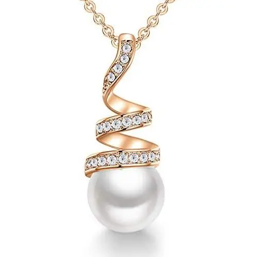 CDE Pearl Pendant Necklace for Women 925 Sterling Silver/White Gold/Rose Gold Plated Pearl Necklace Embellished with Crystals Christmas Jewelry Gift Birthday Gift for Mom Women Wife Girls Her CDE Pearl Pendant Necklace for Women 925 Sterling Silver/White Gold/Rose Gold Plated Pearl Necklace Embellished with Crystals Christmas Jewelry Gift Birthday Gift for Mom Women Wife Girls Her