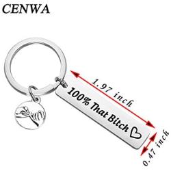 CENWA Bitch Jewelry 100% That Bitch Pinky Promise Pinky Swear Keychain Boss Babe Jewelry Girl Boss Gift DNA Test Jewelry Choose Your Feminist Phrase