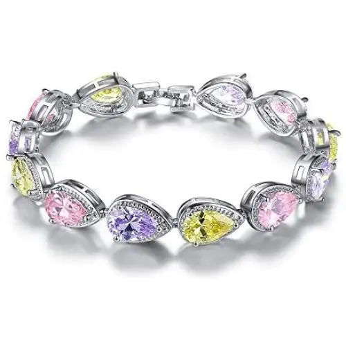 Colorful Angel Tears Beaded Zirconia Bracelet Female Fashion Jewelry Birthday Gift