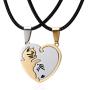 Pair Cat Couple Necklace Stainless Steel Ying Yang Friendship Cute Pet Cat Pendant for Lover Friend Family