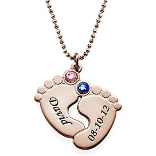 MyNameNecklace Custom Baby Feet Pendant Made with Swarovski Crystals-Personalized Made Jewelry MyNameNecklace Custom Baby Feet Pendant Made with Swarovski Crystals-Personalized Made Jewelry