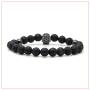 Nsitbbuery Fashion Crystal Eye Skull Bracelet 8MM Lava Rock Bead Bracelet