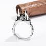 Rinspyre Mens Stainless Steel Egyptian God Anubis Gold Ankh Cross Ring Biker Band