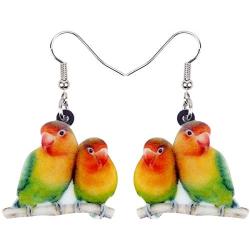 NEWEI Acrylic Sweet Africa Fischers Lovebird Parrot Earrings Dangle Drop Fashion Animal Jewelry for Women Girls Gift Charms