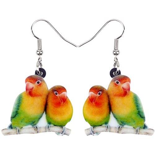 NEWEI Acrylic Sweet Africa Fischers Lovebird Parrot Earrings Dangle Drop Fashion Animal Jewelry for Women Girls Gift Charms