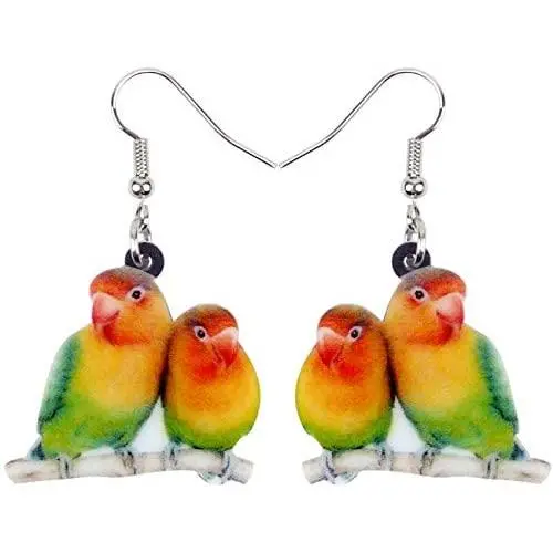 NEWEI Acrylic Sweet Africa Fischers Lovebird Parrot Earrings Dangle Drop Fashion Animal Jewelry for Women Girls Gift Charms