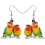 NEWEI Acrylic Sweet Africa Fischers Lovebird Parrot Earrings Dangle Drop Fashion Animal Jewelry for Women Girls Gift Charms