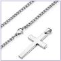 Fusamk Fashion Titanium Steel Prayer Cross Pendant Necklace,24'' Box Chain