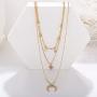 YienDoo Bohemia Multilayer Necklace with Octagonal Moon Crescent Pendant Gold Chain Jewelry for Woman and Girls