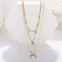 YienDoo Bohemia Multilayer Necklace with Octagonal Moon Crescent Pendant Gold Chain Jewelry for Woman and Girls