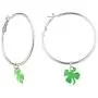 Lux Accessories Silver Tone Clover Charm Saint Patrick Inspired Loop Earrings