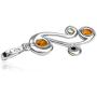 Multicolor Amber Sterling Silver Pendant Necklace Chain 18''