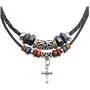 Mystart Pack of 2 Double Beaded Cross Necklace Adjustable European Religious Leather Rope Necklace Jewelry