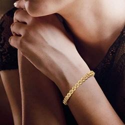 CaratLane Juana Leaf Linked Bracelet in 22 K Yellow Gold with Jewelry Gift Box
