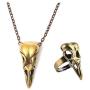YANCHUN Skull Necklace Skull Stud Earrings for Women Stainless Steel Punk Biker Skull Ring for Men Halloween Jewelry Set