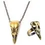 YANCHUN Skull Necklace Skull Stud Earrings for Women Stainless Steel Punk Biker Skull Ring for Men Halloween Jewelry Set