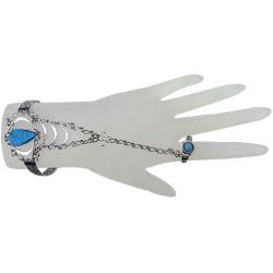 Mia Jewel Shop Teardrop Stone Silver Cuff Harem Bracelet with Ring