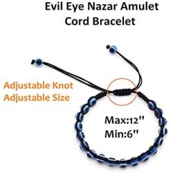 MISS RIGHT Evil Eye Nazar Amulet Ojo Protection Bracelet Necklace Turco Kabbalah Good Luck Bolo Cord Bracelet Dainty Lucky Beaded Charm Pendant Necklace for Women Men Girls