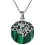 AeraVida Daisy Vines Adorned Malachite Disc .925 Sterling Silver Pendant Necklace AeraVida Daisy Vines Adorned Malachite Disc .925 Sterling Silver Pendant Necklace