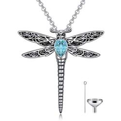 AOBOCO Dragonfly Urn Necklace for Ashes Sterling Silver Memorial Keepsake Cremation Jewelry Gifts with Filling Tool