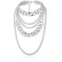 Punk Exaggerated Chunky Collar Necklace Multi Layered Thick Cuban Link Long Chain Choker Necklace for Women Party Body Jewelry(Silver)