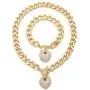 Fashion 21 Womens Pave Filled 3D Heart Pendant 16'' Cuban Link Chain & Bracelet Set in Gold, Silver Color Plated Fashion 21 Womens Pave Filled 3D Heart Pendant 16'' Cuban Link Chain & Bracelet Set in Gold, Silver Color Plated
