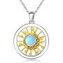 Opal Moonstone Necklace for Women Star Moon Sun Necklace 14k gold plated Choker S925 Sterling Silver You Are My Sunshine Double Circle Pendant Dainty Jewelry Girls Gifts